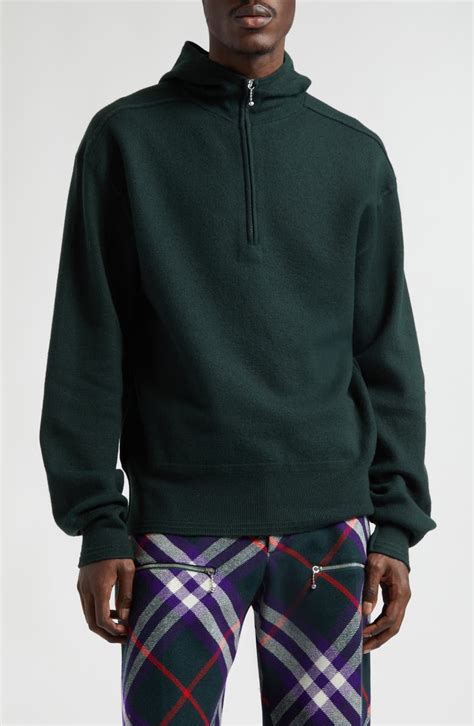 half zip burberry|Burberry Half Zip Brushed Wool Hoodie Sweater .